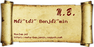 Máté Benjámin névjegykártya