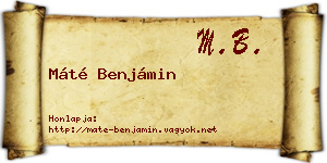 Máté Benjámin névjegykártya